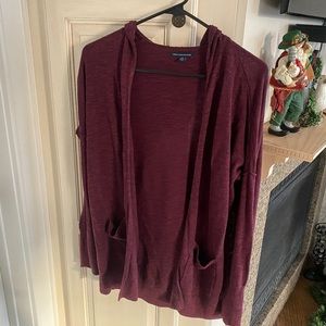Women's American Eagle Outfitters Maroon Hooded Cardigan Size S
